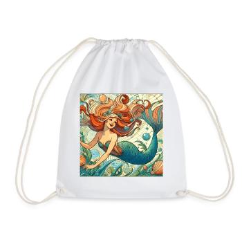 Sirène Sirène cheveux roux Cadeau Art Nouveau - Sac de sport léger - blanc - Devant