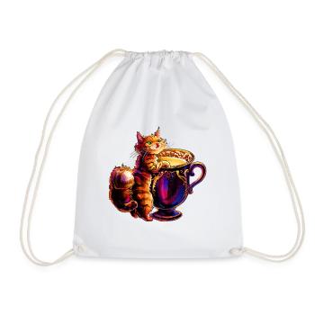 Katzen Design, Milch Tasse V1 - Turnbeutel - Weiß - Vorne