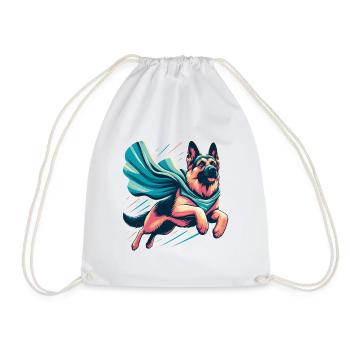 Super Dog German Shepherd Gift - Drawstring Bag - white - Front