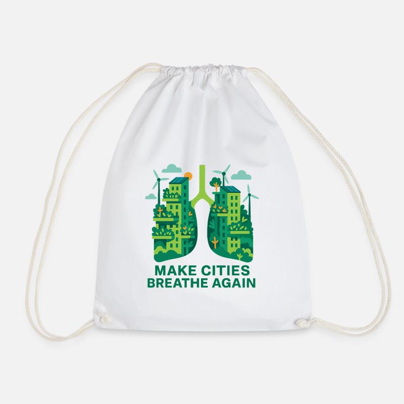 Urban Lungs - Drawstring Bag - white