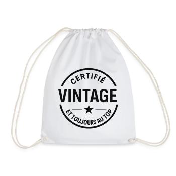 Certified vintage and always on top - Drawstring Bag - white - Front