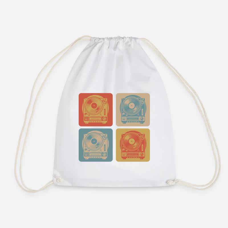 Turntable Vintage - Drawstring Bag - white