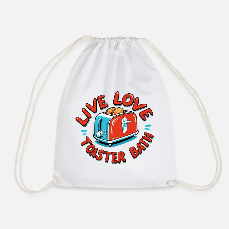 Live Love Toaster Bath - Drawstring Bag - white