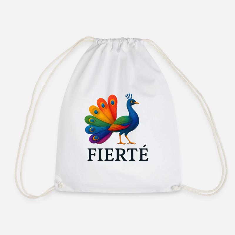 Fierté – Paon Arc-en-Ciel - Turnbeutel - Weiß