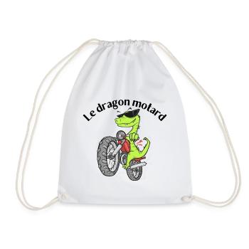 The biker dragon - Drawstring Bag - white - Front