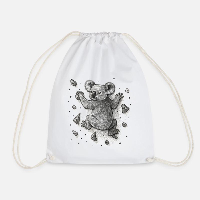 Bouldern Koala Bär Klettern Zeichnung Geschenk - Turnbeutel - Weiß