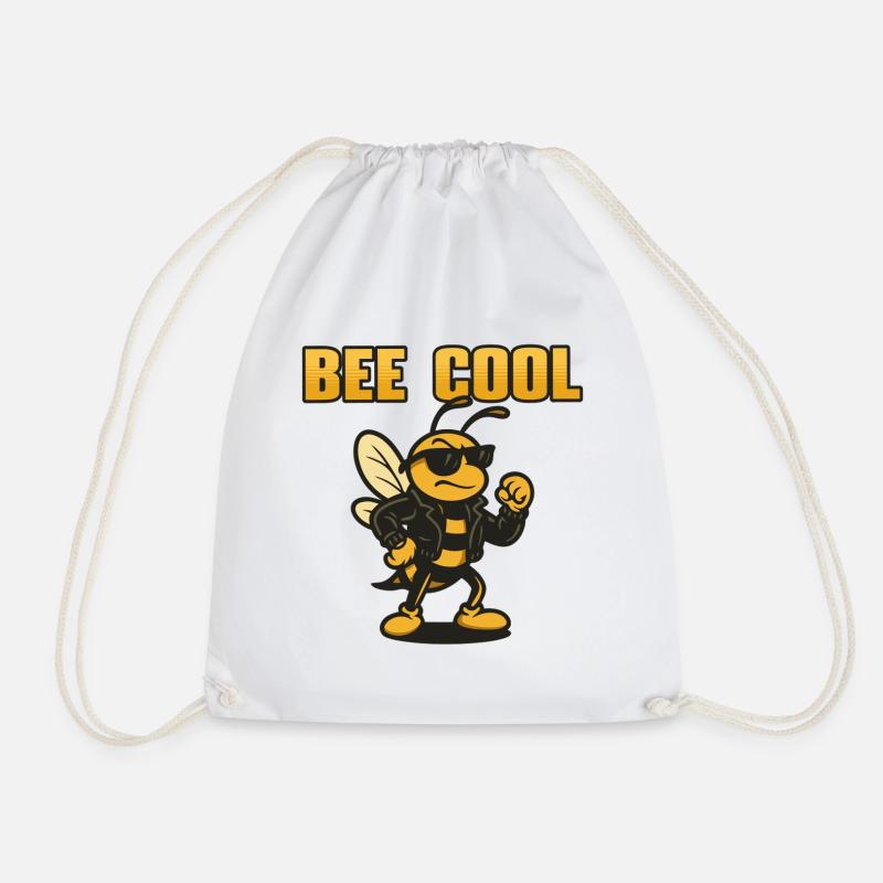 Bee Cool biker bi in leather jacket - Drawstring Bag - white