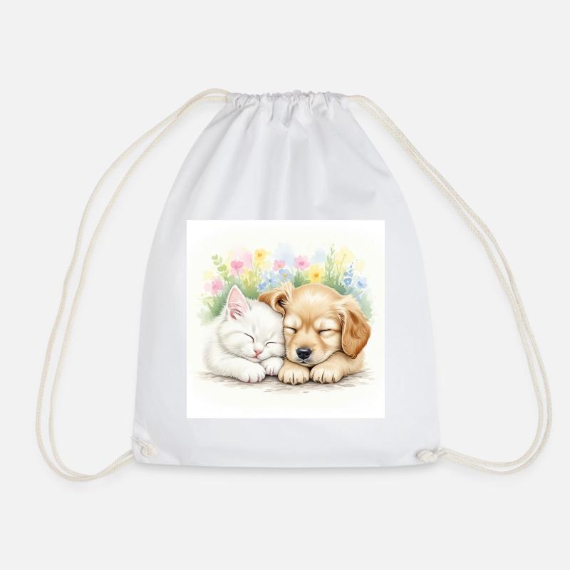 Sweet Dreams Among Flowers - Drawstring Bag - white