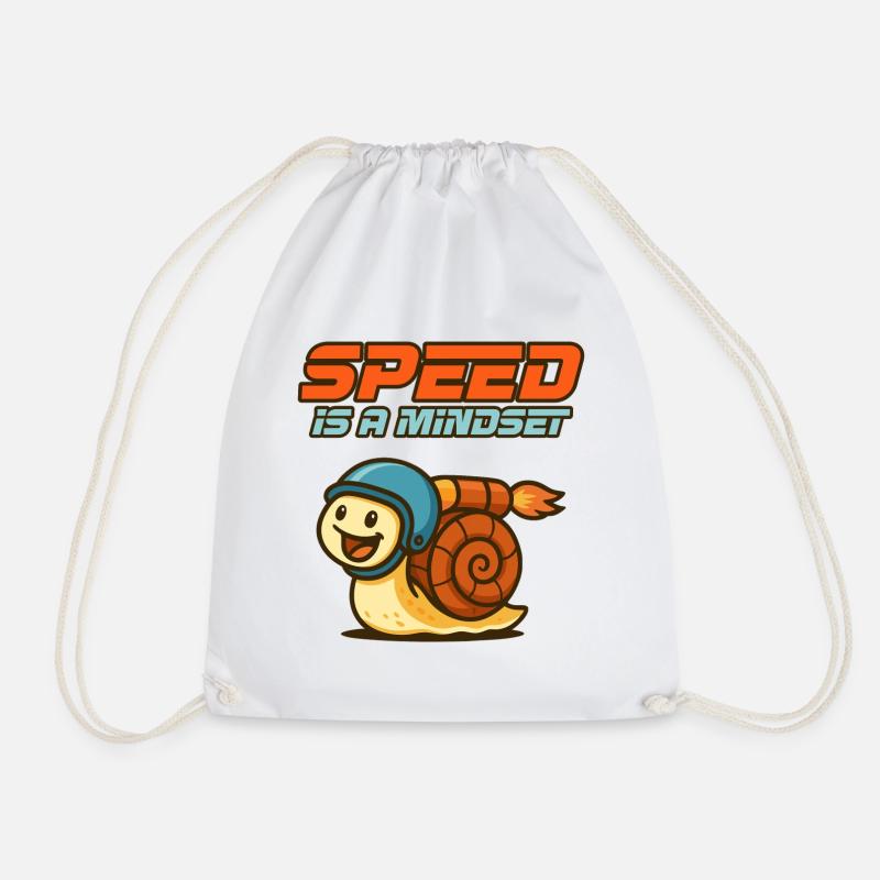 Denk schnell – Schnecke mit Helm - Turnbeutel - Weiß