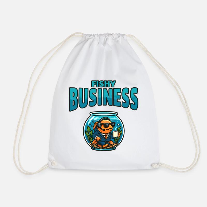 Fish business in the Aquarium - Drawstring Bag - white