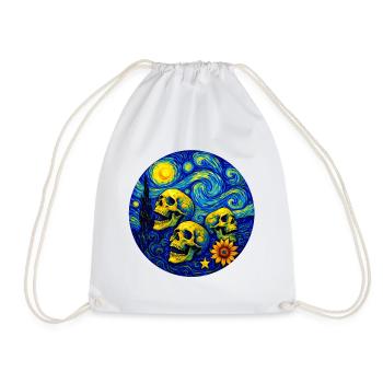 Van Gogh Skull - Drawstring Bag - white - Front