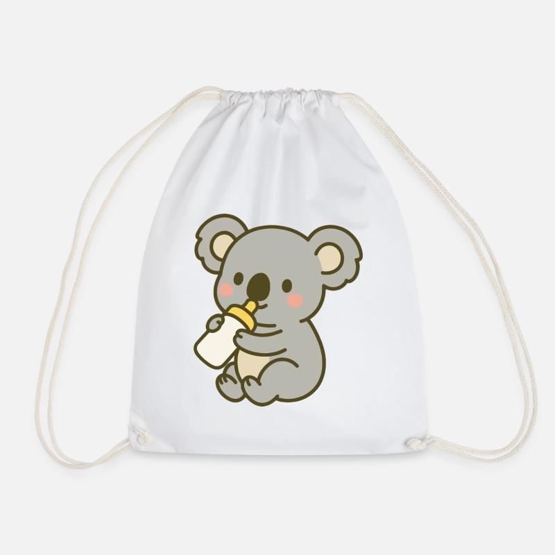 Kuschel-Koala mit Flasche - Turnbeutel - Weiß