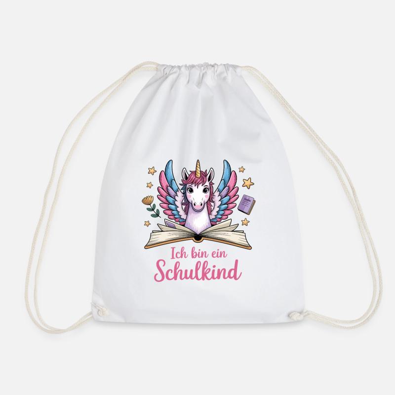 Einschulung Unicorn - I am a schoolchild - Drawstring Bag - white