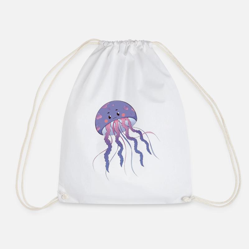 Jellyfish - Drawstring Bag - white