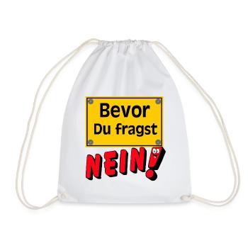 Before you ask No Sign - Drawstring Bag - white - Front