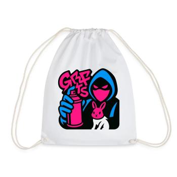 Graffiti Rabbit blue/pink - Drawstring Bag - white - Front