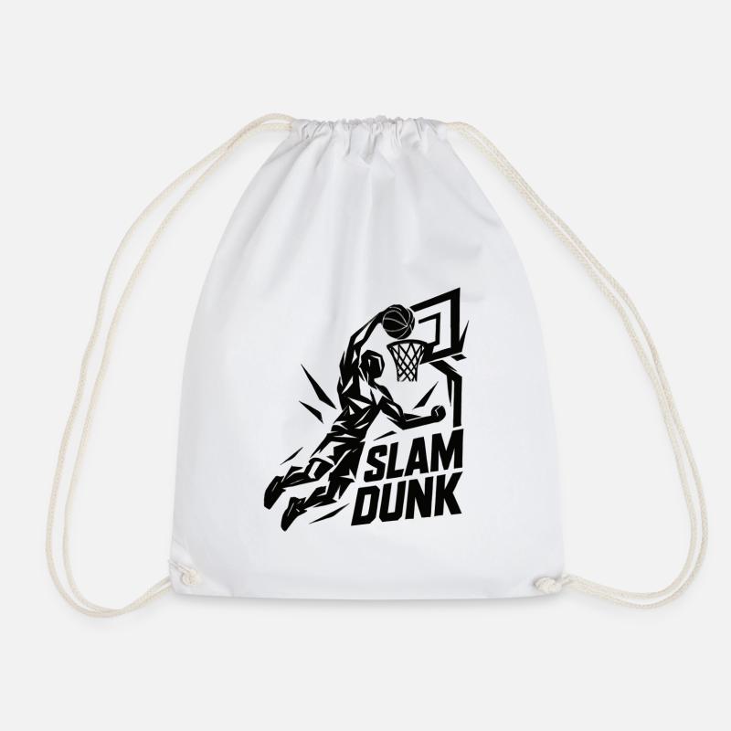 Basketball Slam Dunk Throw Player Dunking Gift - Drawstring Bag - white