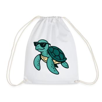 Tortue cool avec des lunettes de soleil - Sac de sport léger - blanc - Devant