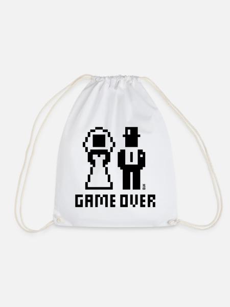 Game Over (Hochzeit JGA Brautpaar Pixel / Bold B) - Turnbeutel - Weiß