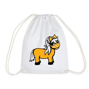Horse Girl Female Cute Pretty Bow Woman - Drawstring Bag - white - Front