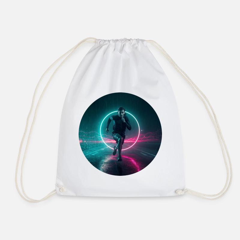 Luminous Nights Running Motif - Drawstring Bag - white