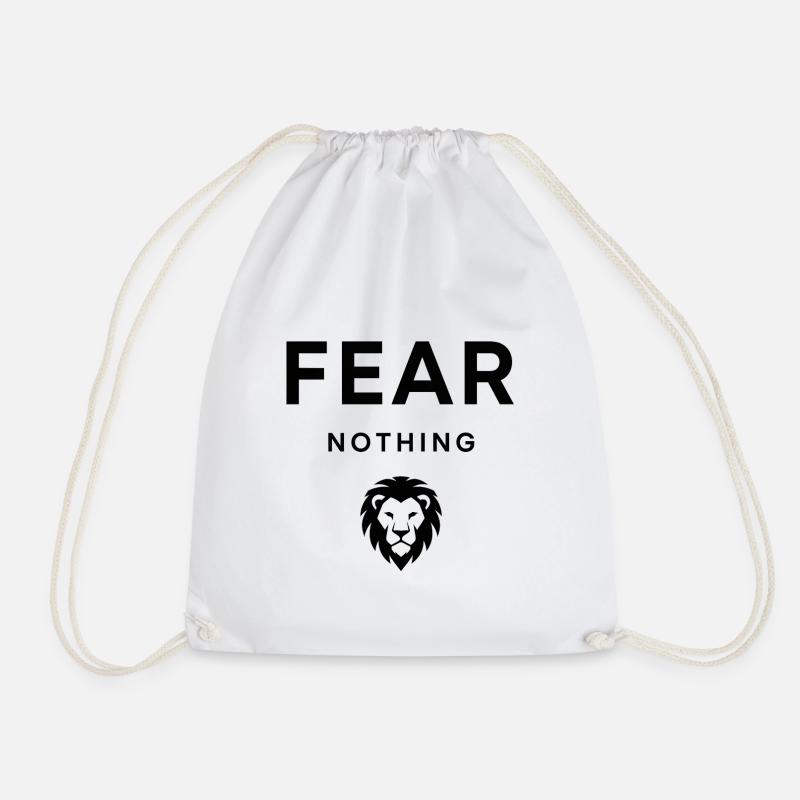 Fear Nothing Bold Lion Design - Drawstring Bag - white