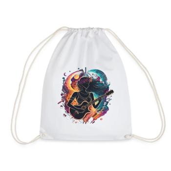 Celestial Guitarist Art Illustration - Drawstring Bag - white - Front