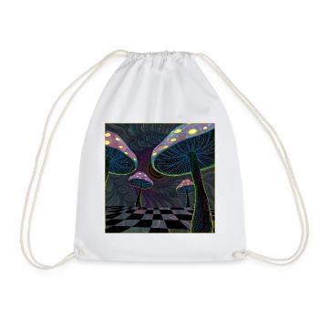 Psychedelic Mushroom Forest Scene - Drawstring Bag - white - Front