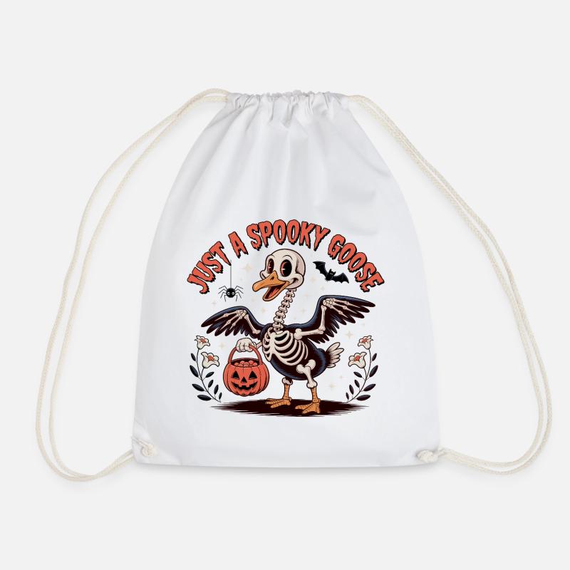 Just A Spooky Goose Halloween Silly Goose - Drawstring Bag - white
