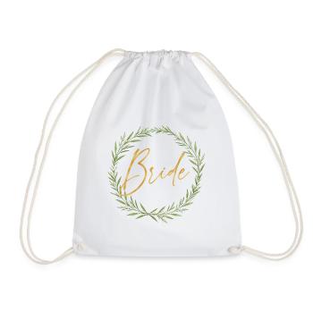 Elegantes Team Bride - Design mit Lorbeerkranz - Turnbeutel - Weiß - Vorne