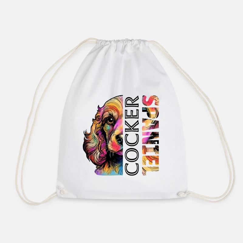 Colorful Cocker Spaniel - Drawstring Bag - white