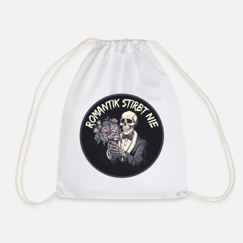 Liebe bis in den Tod – Gothic Skull Design - Turnbeutel - Weiß