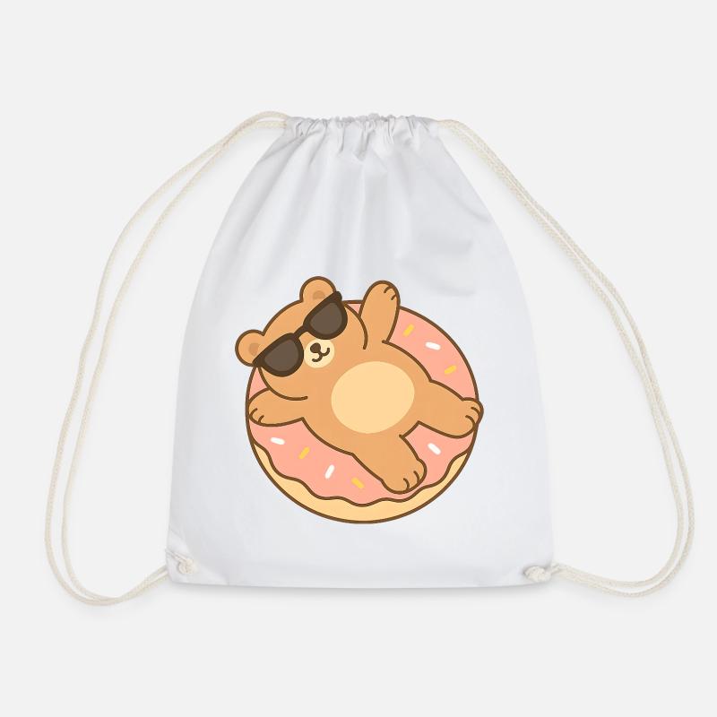 Bronszé bear in sunglasses - Drawstring Bag - white