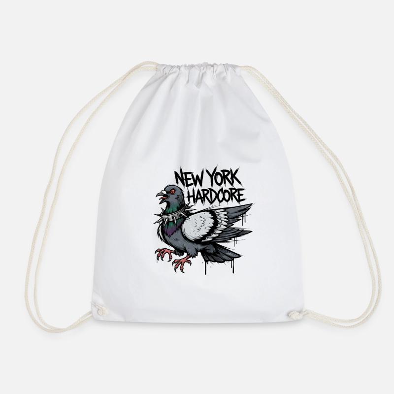 New York Hardcore Pigeon Design - Turnbeutel - Weiß