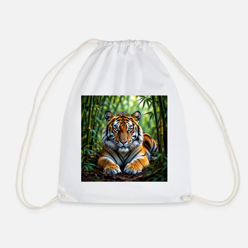 Jungle Tiger - Drawstring Bag - white
