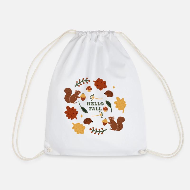 Herbstliches Naturmotiv mit Eichhörnchen - Turnbeutel - Weiß