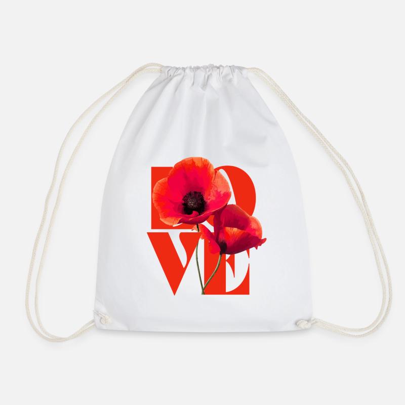 Lebendiges Mohnblumen-Kunstdesign - Turnbeutel - Weiß