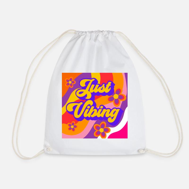 Just_vibing - Drawstring Bag - white