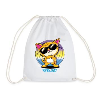 Coole Katze mit Sonnenbrille - Turnbeutel - Weiß - Vorne