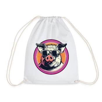 Coolres pig with sunglasses - Drawstring Bag - white - Front