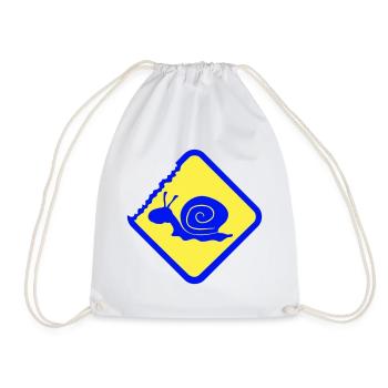 Snail Warning Caution Danger Sign - Drawstring Bag - white - Front