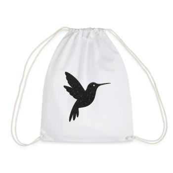 Glittering Hummingbird Silhouette - Drawstring Bag - white - Front