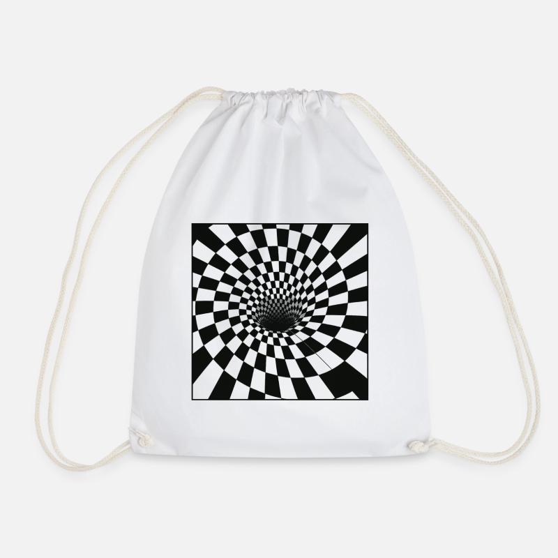 Spiral Checker Tunnel - Drawstring Bag - white