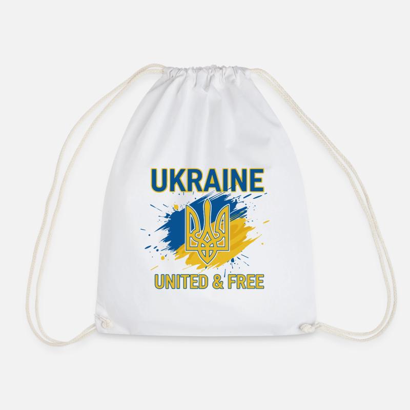 Ukraine Unity and Freedom - Drawstring Bag - white