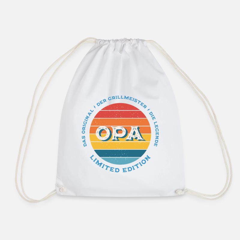 OPA Geschenk Retro Sonnenuntergang - Turnbeutel - Weiß