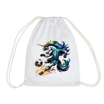 Einhorn Fußballer 57 Regenbogen Kicker Magie - Turnbeutel - Weiß - Vorne
