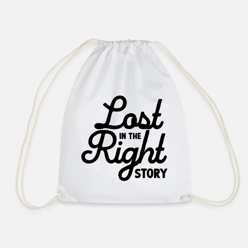 Lost in the Right Story - Drawstring Bag - white