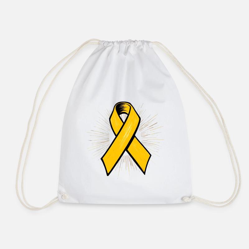 Yellow Awareness Ribbon in Comic Style - Drawstring Bag - white