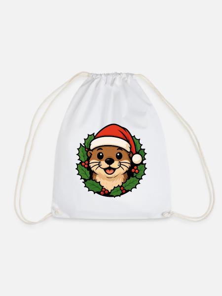 Weihnachts Otter – Lustiges XMAS Tier Cartoon - Turnbeutel - Weiß