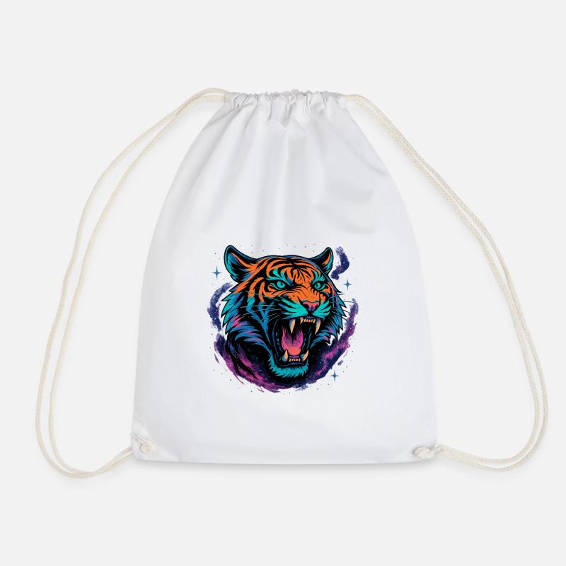 Neon Tiger Rage Galaxy Design - Sac de sport léger - blanc